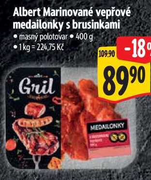 Albert Marinované vepřové medailonky s brusinkami, 400 g