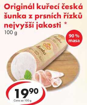 Originál kuřecí česká šunka z prsních řízků nejvyšší jakosti, 100 g