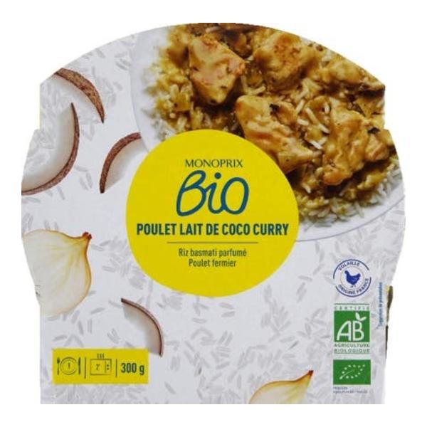 Monoprix BIO Kuřecí maso s kokosovým mlékem a kari