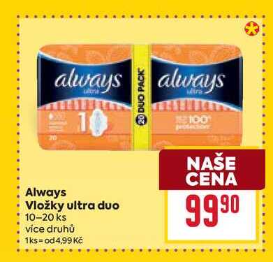 Always Vložky ultra duo 10-20 ks