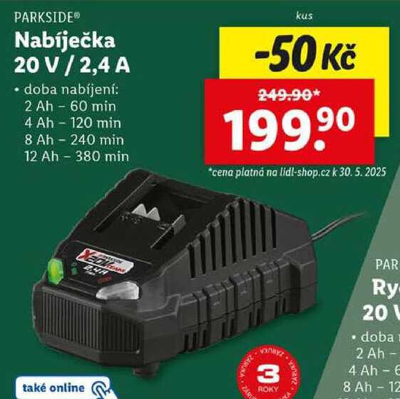 Nabíječka 20 V / 2,4 A 