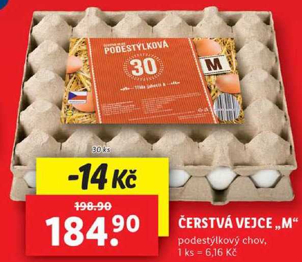 ČERSTVÁ VEJCE ,,M" podestýlkový chov, 30 ks