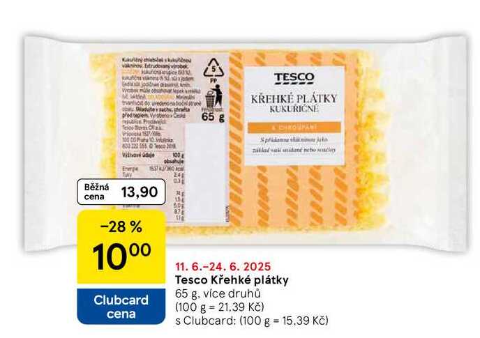 Tesco Křehké plátky, 65 g, více druhů 