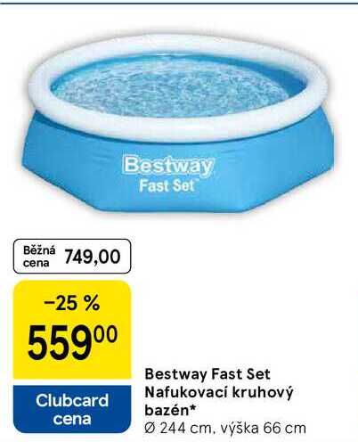 Bestway Fast Set Nafukovací kruhový bazén, průměr 244 cm, výška 66 cm 