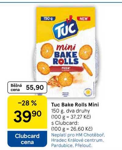 Tuc Bake Rolls Mini, 150 g, dva druhy 