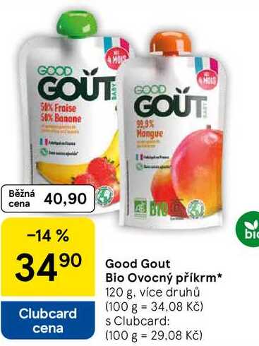 Good Gout Bio Ovocný příkrm, 120 g, více druhů 