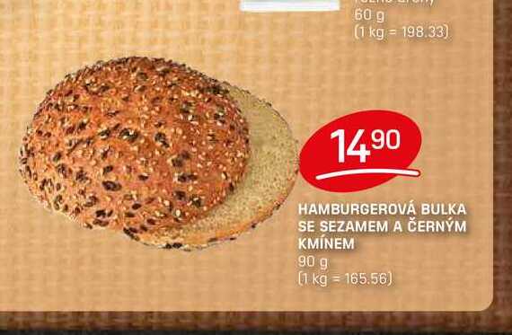 HAMBURGEROVÁ BULKA SE SEZAMEM A ČERNÝM KMÍNEM 90 g 