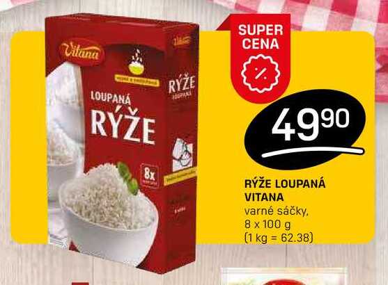 RÝŽE LOUPANÁ VITANA varné sáčky 8 x 100 g