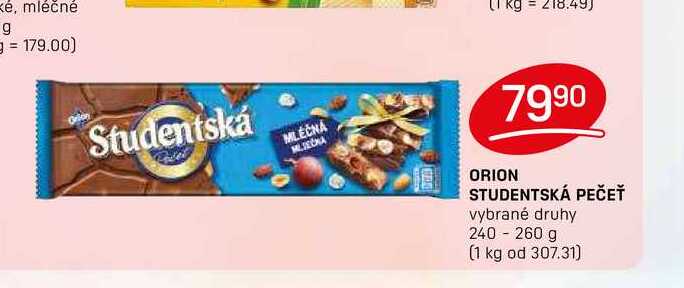 ORION STUDENTSKÁ PEČEŤ vybrané druhy 240-260 g 