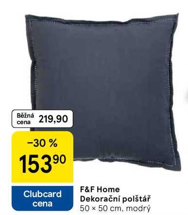 F&F Home Dekorační polštář 50 x 50 cm, modrý 