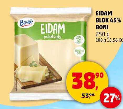 EIDAM BLOK 45% BONI, 250 g 