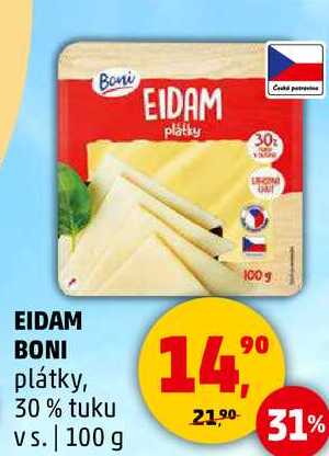 EIDAM BONI plátky, 30% tuku vs., 100 g 