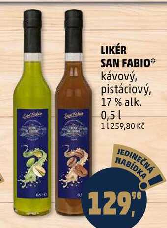 LIKÉR SAN FABIO Κάνονý, pistáciový, 17% alk., 0,5 L