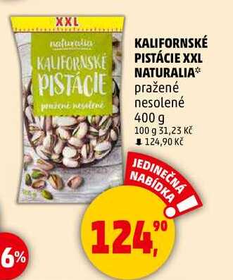 KALIFORNSKÉ PISTÁCIE XXL NATURALIA nesolené, 400 g 