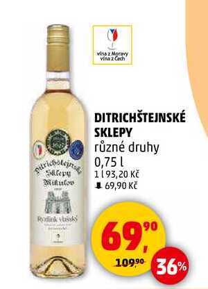 DITRICHŠTEJNSKÉ SKLEPY různé druhy, 0,75 l
