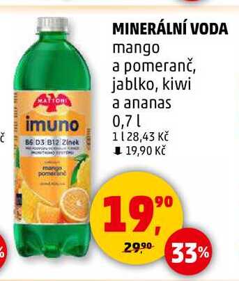 MINERÁLNÍ VODA mango a pomeranč, 0,7 l 