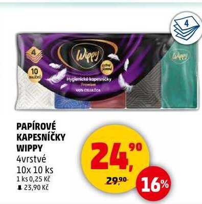 PAPÍROVÉ KAPESNÍČKY WIPPY, 4vrstvé 10x 10 ks  