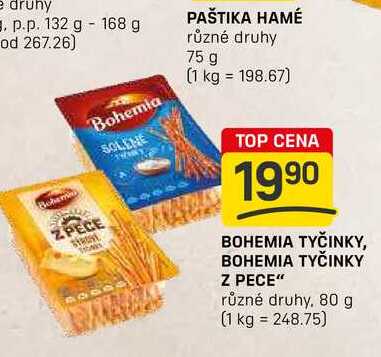 BOHEMIA TYČINKY, BOHEMIA TYČINKY Z PECE" různé druhy 80g