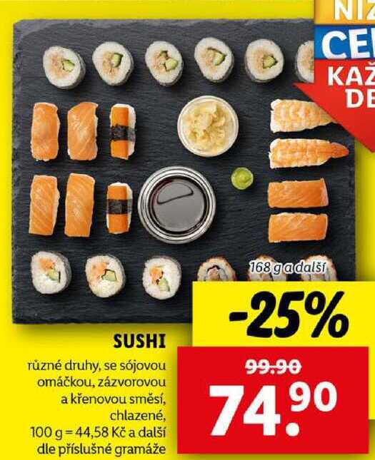 SUSHI, 168 g a další 