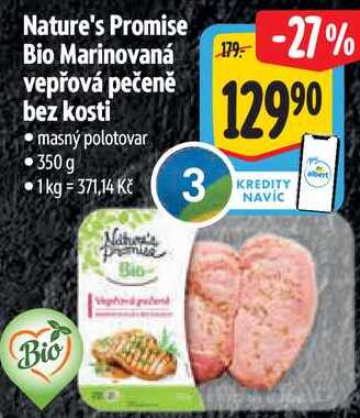 Nature's Promise Bio Marinovaná vepřová pečeně bez kosti, 350 g