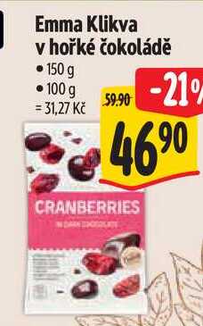 Emma Klikva v hořké čokoládě, 150 g 