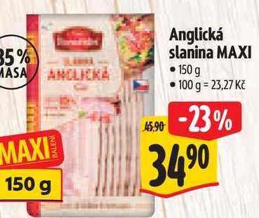 Anglická slanina MAXI, 150 g 
