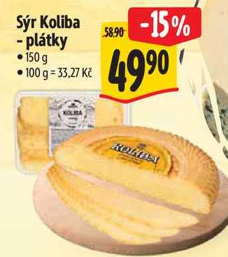 Sýr Koliba - plátky, 150 g