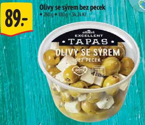 Olivy se sýrem bez pecek, 260 g