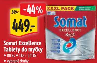 Somat Excellence Tablety do myčky, 88 ks
