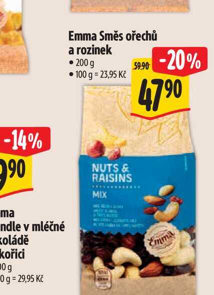 Emma Směs ořechů a rozinek 200 g 
