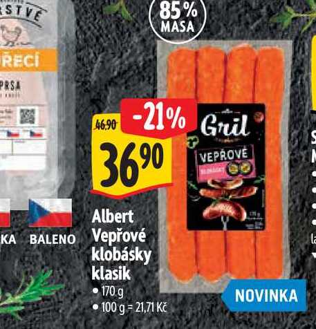   Albert Vepřové klobásky klasik 170 g 