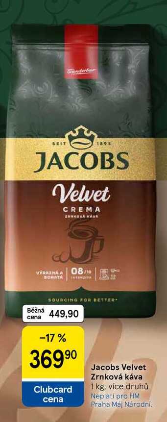 Jacobs Velvet Zrnková káva, 1 kg, více druhů  