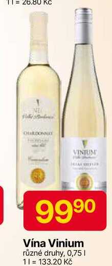 Vína Vinium různé druhy, 0,75l