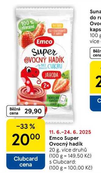 Emco Super Ovocný hadík, 20 g