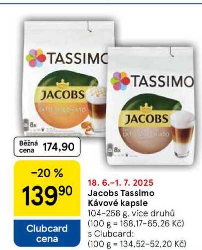 Jacobs Tassimo Kávové kapsle, 104-268 g, více druhů 