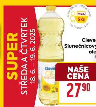 Clever Slunečnicový olej 1l