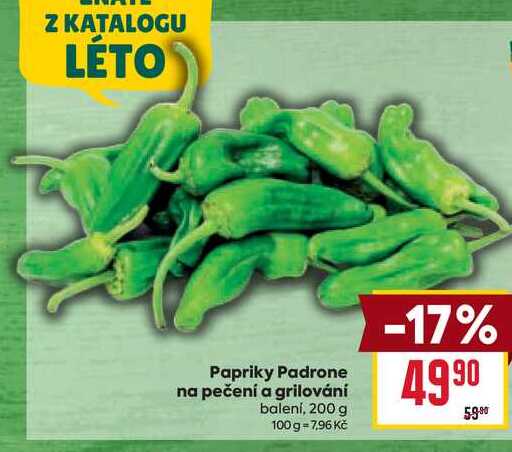 Papriky Padrone na pečení a grilování balení, 200 g