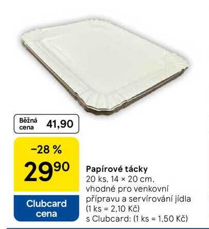 Papírové tácky, 20 ks. 14 x 20 cm. vhodné pro venkovní přípravu a servírování jídla  