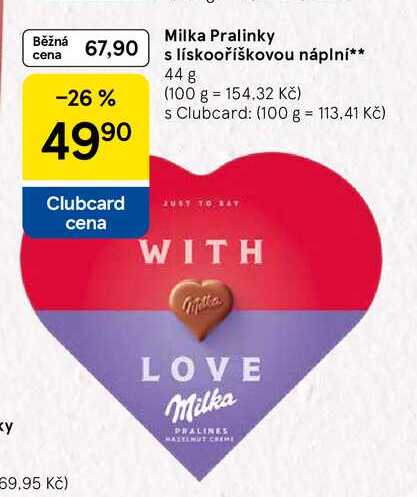 Milka Pralinky s lískooříškovou náplní, 44 g 
