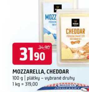 Mozzarella cheddar vybrané druhy 100 g plátky 