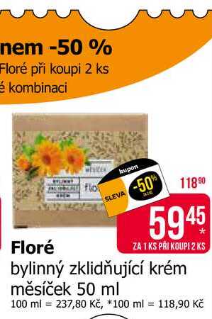 Floré bylinný zklidňující krém měsíček 50 ml 