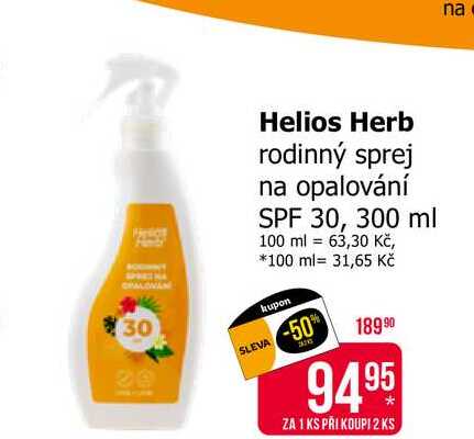 Helios Herb rodinný sprej na opalování SPF 30, 300 ml 