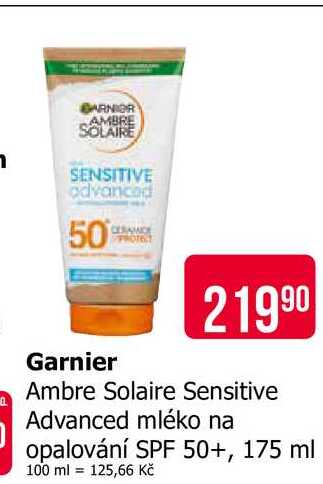Garnier Ambre Solaire Sensitive Advanced mléko na opalování SPF 50+, 175 ml 
