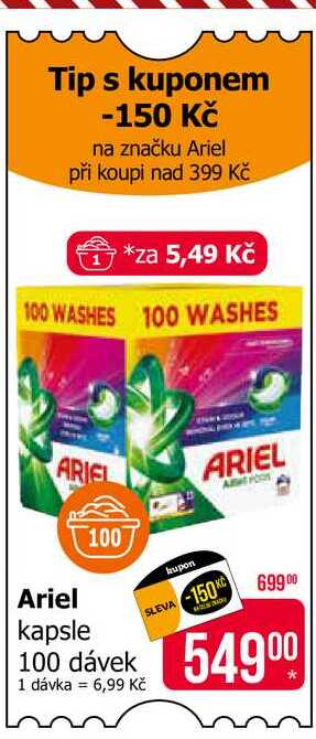 Ariel gelové kapsle 100 dávek, vybrané druhy