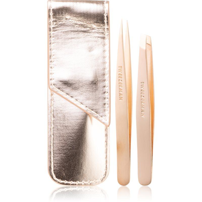 Tweezerman Professional cestovní sada na obočí odstín Rose Gold