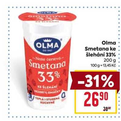 Olma Smetana ke šlehání 33% 200 g