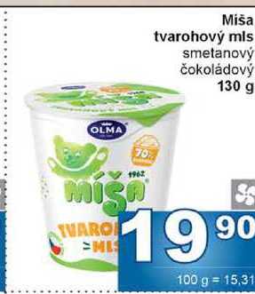 Miša tvarohový mls smetanový čokoládový 130 g 