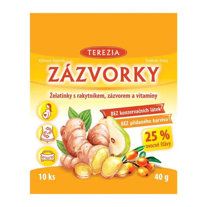 Terezia Želatinové bonbony Zázvorky, doplněk stravy, 10 ks