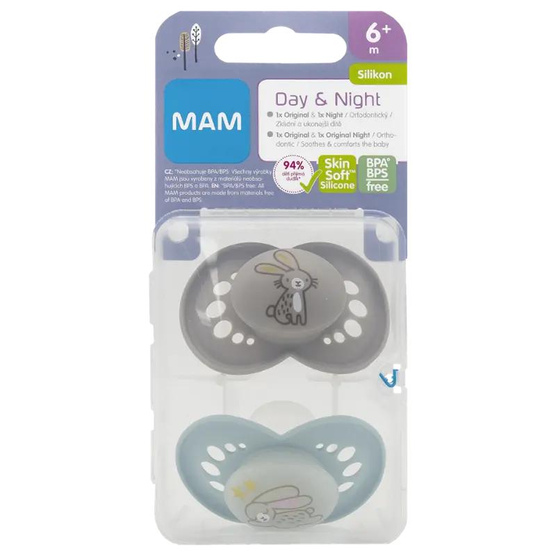 MAM Dudlík Day & Night modrý, 6m+, různé druhy, 2 ks