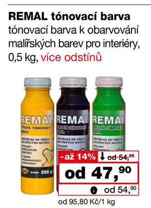 REMAL tónovací barva tónovací barva k obarvování malířských barev pro interiéry, 0,5 kg
